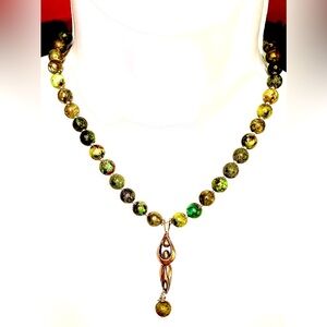 Handmade Chrysocolla and Silver Goddess Necklace NWT